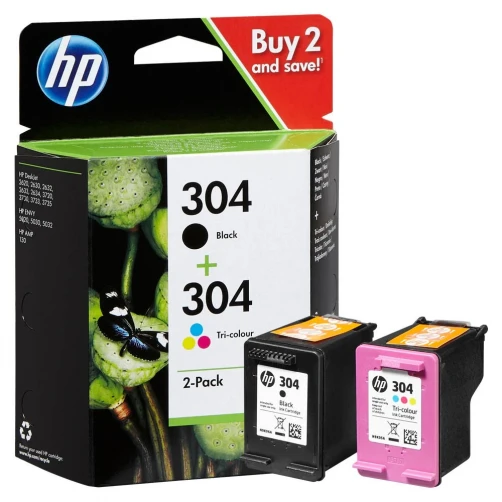 Original HP 304 / 3JB05AE Tinte Schwarz Cyan Magenta Gelb Color bis zu 6000 Seiten 2er-Pack