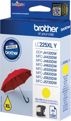 Original Brother LC-225XLY Tinte Gelb bis zu 1200 Seiten 12ml