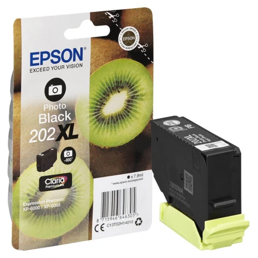 Original Epson 202XL / C13T02H14010 Tinte Foto Schwarz bis zu 800 Seiten 8ml