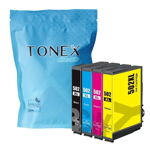 TONEX alternativ für Epson 502XL / C13T02W64010 Tinte Schwarz Cyan Magenta Gelb 49ml Spar-Set