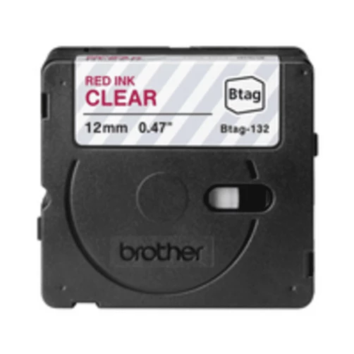 Brother BTAG-132, Rot auf Transparent 1,2 cm, 4 m