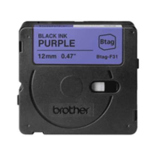 Brother Schriftband BTAG-F31 Schwarz auf Lila 12 mm x 4 m - Schwarz