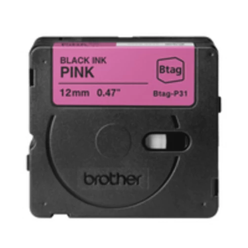 Brother BTAG-P31, Schwarz auf Rosa, 1,2 cm, 4 m, nicht laminiert.