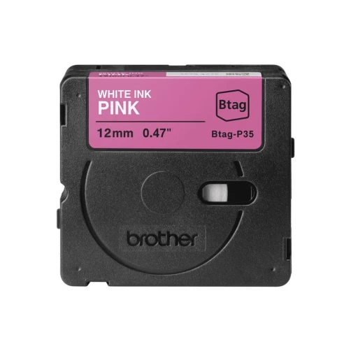 Brother BTAG-P35, White on pink,1,2 cm, 4 m, nicht laminiert.