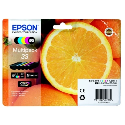 Original Epson 33 / C13T33374010 Tinte Schwarz 24ml Multipack